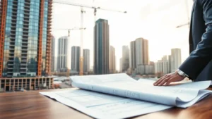 Assessoria jurídica para construtoras e incorporadoras analisando documentos em obra de construção civil