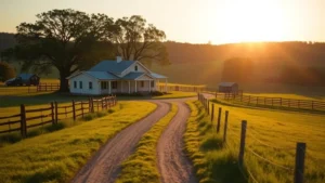 Imagem de imóvel rural com pôr do sol, usada para ilustrar artigo sobre doação de imóvel rural com segurança jurídica