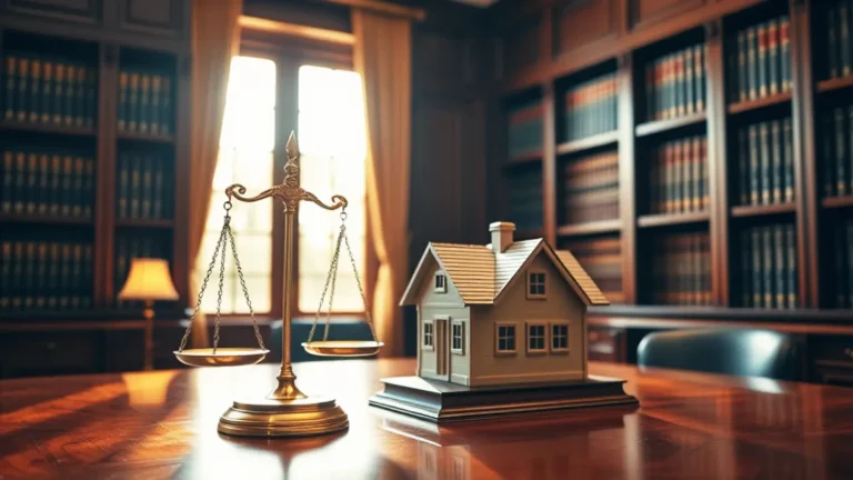 NR Advocacia Quem Somos: nosso compromisso com a justiça e a segurança do seu patrimônio, simbolizado por casa, balança da justiça e assessoria legal.