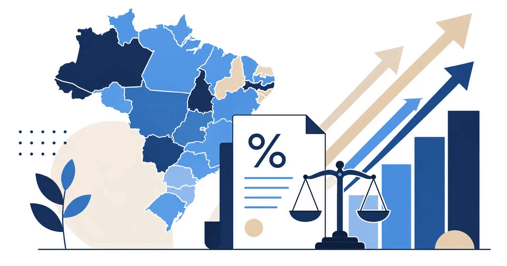 Mapa do Brasil ilustrando que o ITCMD é um imposto estadual, com alíquotas definidas por cada unidade da federação